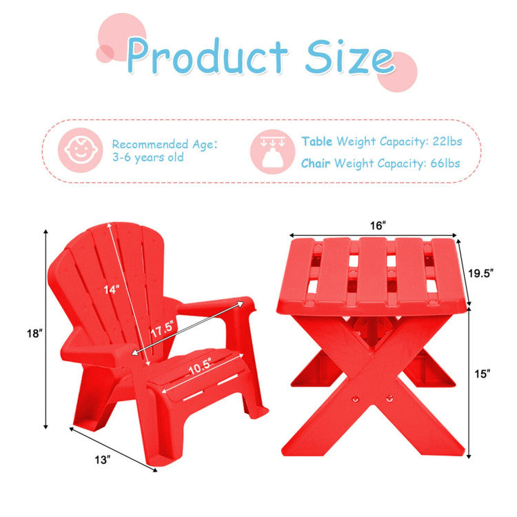 3-Piece Plastic Children's Play Table Chair Set