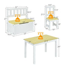 4 Pieces Kids Wooden Activity Table and Chairs Set with Storage Bench and Study Desk