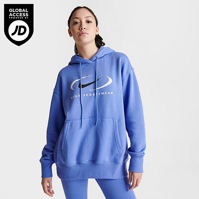 WOMEN'S NIKE SPORTSWEAR SWOOSH LIFE OVERSIZED FLEECE PULLOVER HOODIE