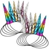 12-Pack Unicorn Headbands for Girls - Elastic Metallic Plush Horns for Birthday Party Costumes Accessories