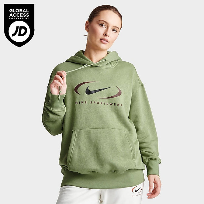 WOMEN'S NIKE SPORTSWEAR SWOOSH LIFE OVERSIZED FLEECE PULLOVER HOODIE