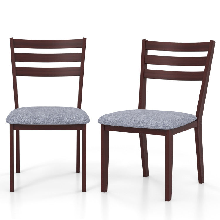 Set of 2 Upholstered Armless Kitchen Chair with Solid Rubber Wood Frame