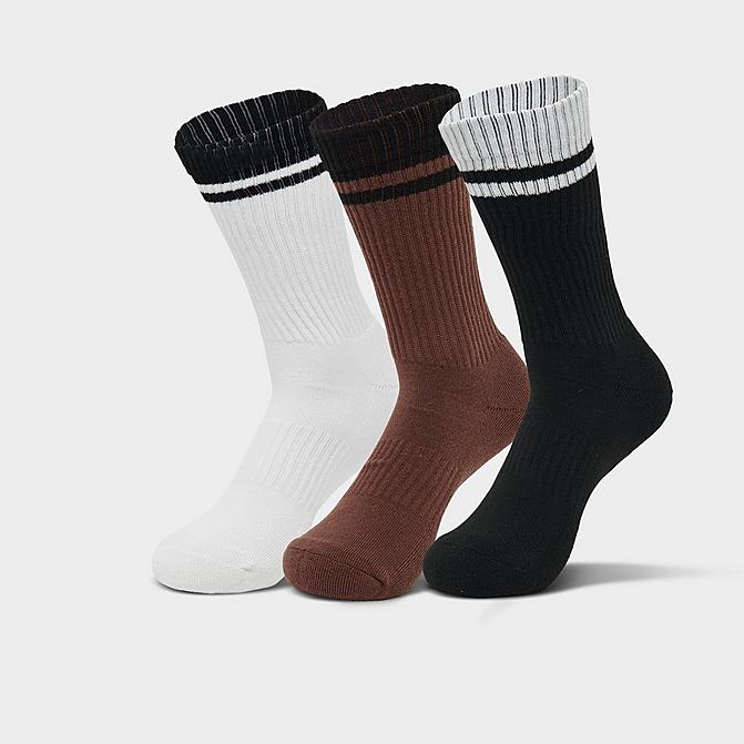 Sonneti Varsity Stripe Crew Socks (3-Pack) in Brown/Black/White/Multicolor