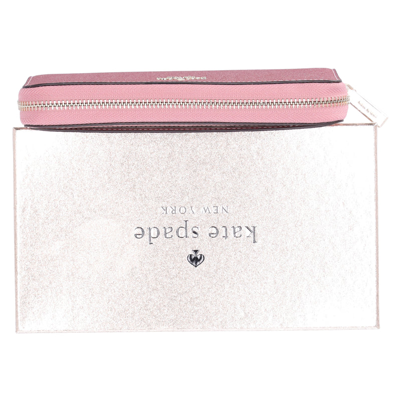 Kate Spade Shimmy Tinsel Glitter Boxed Large Continental Wallet Mitten Pink