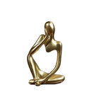 Resin Thinker Statue Gold Decor, Abstract Art Figurines Bookshelf Decor, Table Decor