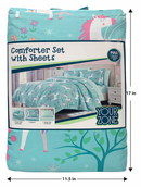 Your Zone 5 Piece Teal Unicorn Grove Polyester Bedding Set for Girls, Twin
