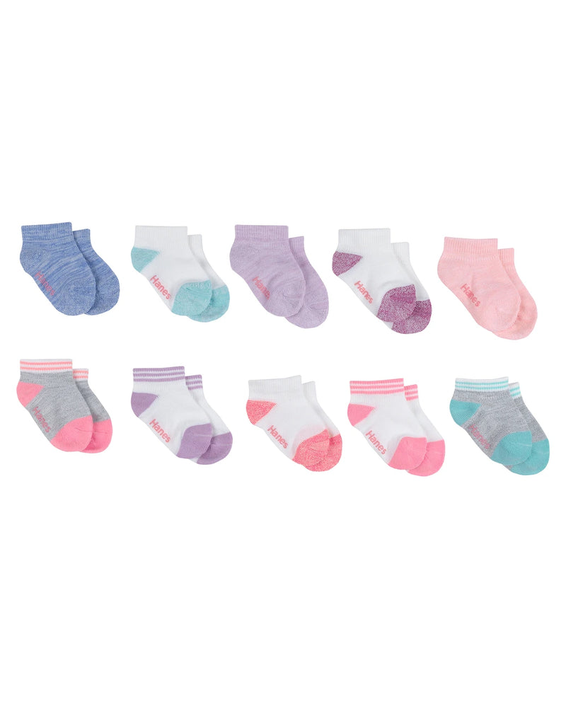 Hanes Boys' & Girls' Infant & Toddler Low-Cut Socks, 10-Pack