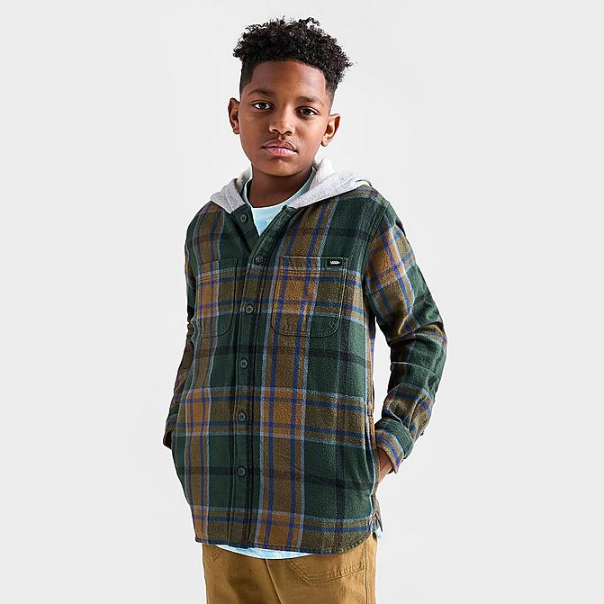 KIDS' VANS LOPES HOODED FLANNEL SHIRT