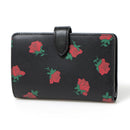 Kate Spade New York Women's Saffiano Leather Madison Rose Toss Printed Medium Compact Bifold Wallet (Black Multi)