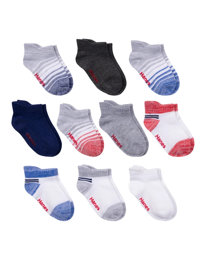 Hanes Infant/Toddler Boys' Heel Shield Socks, 10-Pack