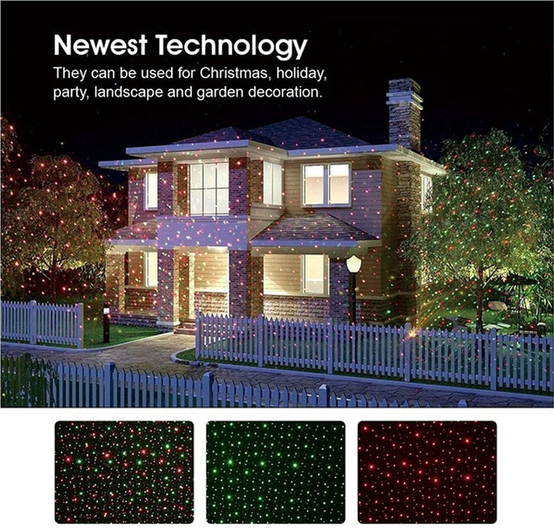 Christmas Projector Lights, Waterproof LED Moving Rotating Red Green Lights with Remote Projection Lamp for Holiday Party Home Gar