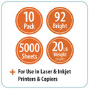 Pen+Gear Copy Paper, 8.5" x 11", 92 Bright White, 20 lb., 10 Ream Case (5,000 Sheets)