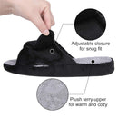 Litfun Women's Fuzzy Slippers Adjustable Terry Cloth Indoor Slippers Open Toe House Shoes with Arch Support