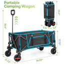 Gathered Collapsible Mini Camping Wagon, Vecukty Portable Foldable Minivan, Utility Grocery Wagon with 150lbs, for Shopping,Sports,Fishing,Beach,Garden,Black