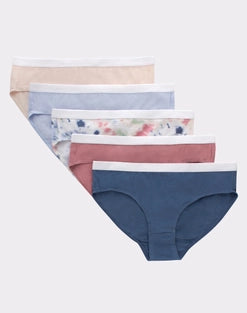 Hanes Originals Girls' Tween Underwear Hipster Pack, Fashion Assorted, 5-Pack