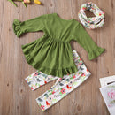Canrulo Boutique Toddler Kids Baby Girl Ruffle Top Dress Floral Pants Legging Outfits Clothes Green 5T