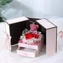 Gifts for Women,Preserved Real Red Rose Moss Bear Gifts with Necklace Jewelry Box