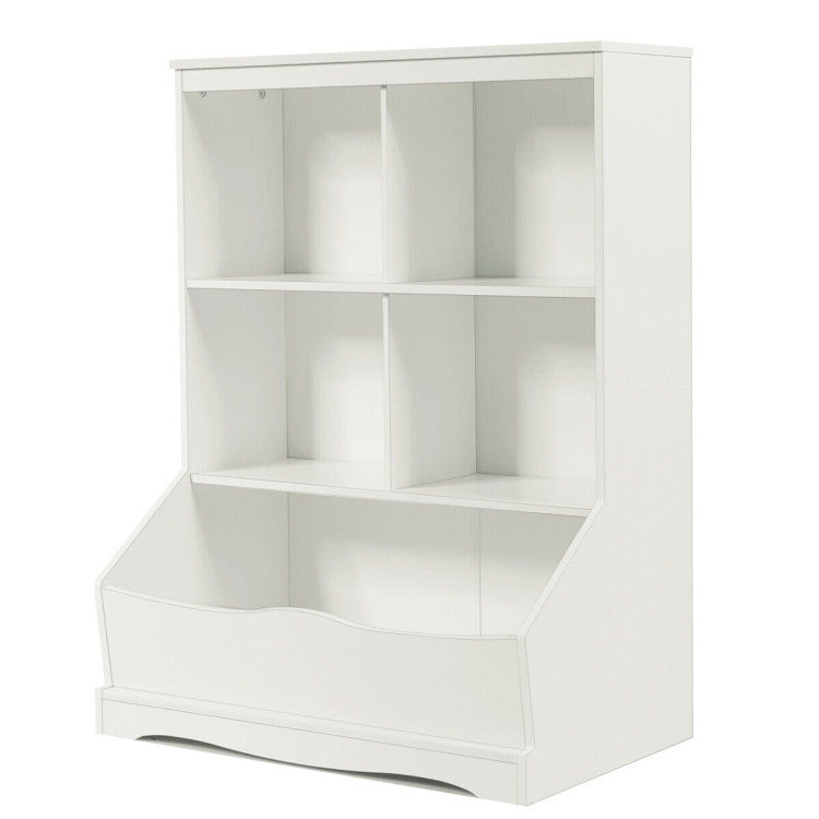 3-Tier kids Multi-Functional Bookcase with 5 Open Storage Compartments