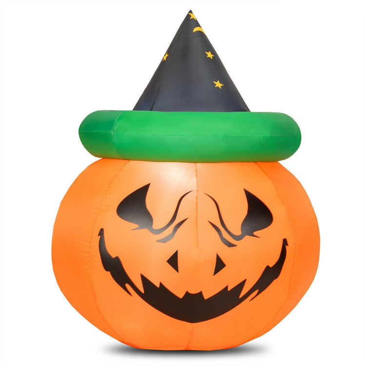 4 Feet Halloween Inflatable LED Pumpkin with Witch Hat