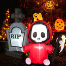 5 Feet Inflatable Halloween Ghost Holding Sickle and Tombstone Yard Decor