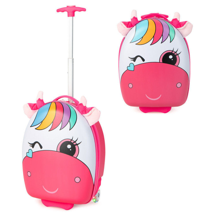 16 Inch Kids Rolling Luggage with 2 Flashing Wheels and Telescoping Handle