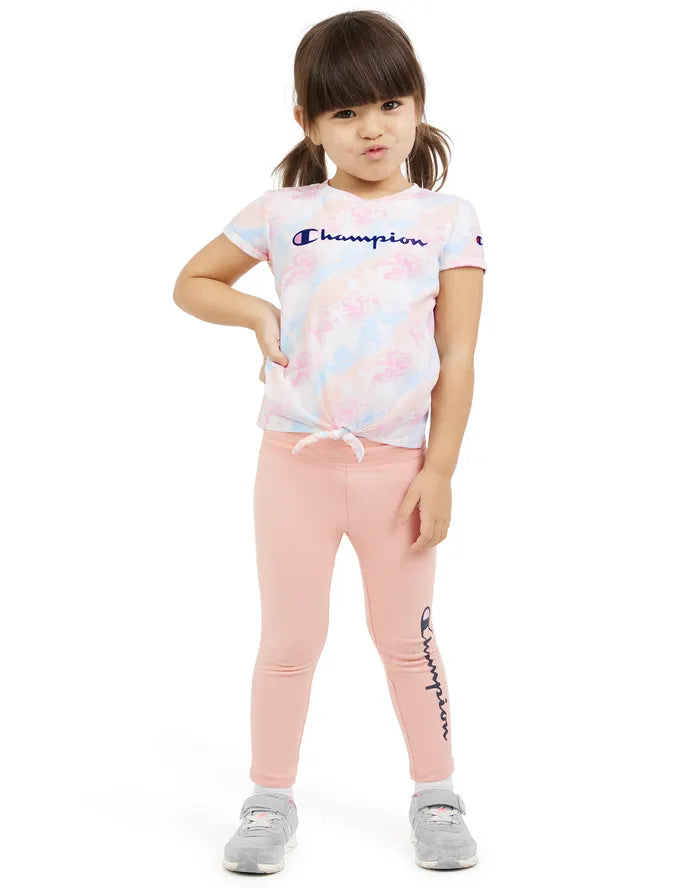 Little Girls' Tie Front T-Shirt & Leggings Set, 13"