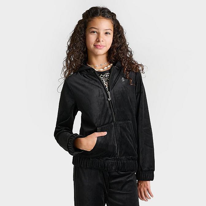 GIRLS' JUICY COUTURE PLUSH VELOUR FULL-ZIP HOODIE