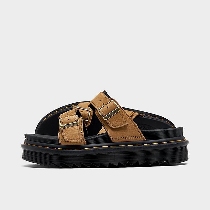 WOMEN'S DR. MARTENS MYLES TUMBLED NUBUCK LEATHER BUCKLES SLIDE SANDALS