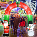 Melliful 8FT Tall Christmas Inflatables Archway Outdoor Decorations Built-in LED Lights Santa Claus and Snowman Decor
