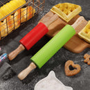Topekada 2 Pack 12/9in Non-Stick Silicone Rolling Pins for Bake2 Sizes (Green/Red)