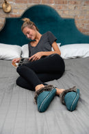 Floopi Women's Indoor Outdoor Aztec Faux Fur Lined Clog Slipper W/Memory Foam