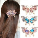 Meidiya 4Pcs/Set Crystal Rhinestones Hair Barrettes Flower Butterfly French Clip Vintage