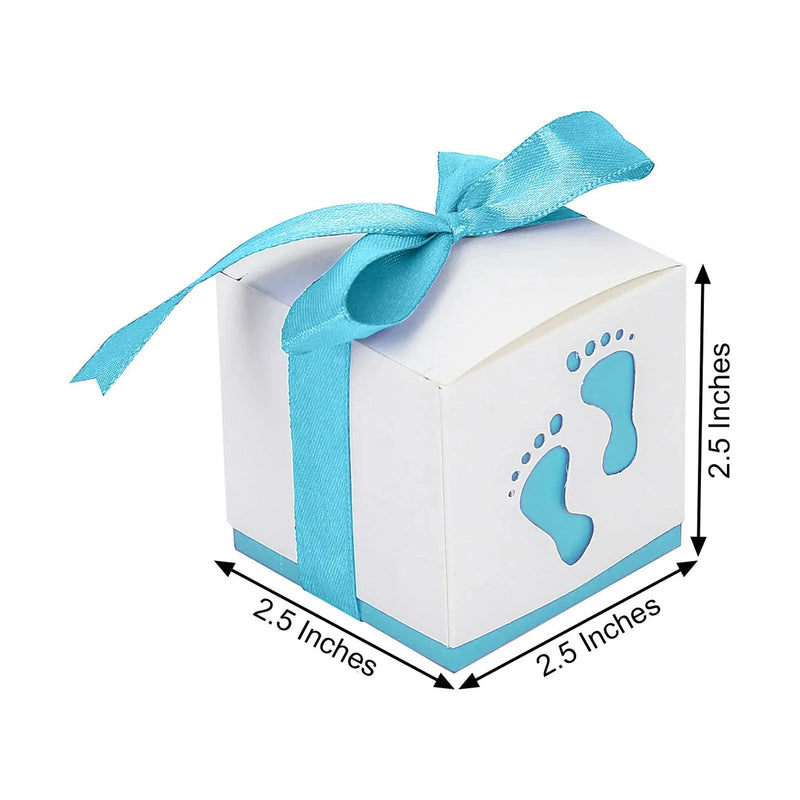 BalsaCircle 25 Blue 2.5" Baby Shower Party Favors Gift Boxes Footprints Design