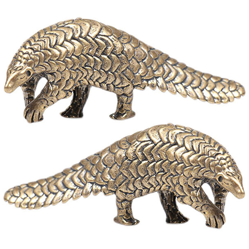 2 Pcs Pangolin Small Bronze Vessel Brass Adornment Craft Statues Home Decor Retro