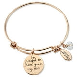 Women's Rose Gold Tone Stainless Steel "Mom" Adjustable Bangle Bracelet