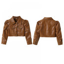 URMAGIC Baby Short Jacket Coat, Toddler Girls Kids Outerwear Autumn Winter Leather Outwear Clothes 3-4 Years