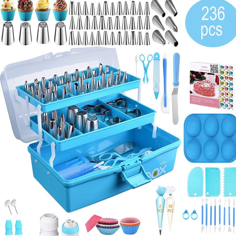 236 Pcs Cake Decorating Kit: Piping Bags & Tips Set with 42 Icing Tips Cake Decorating Supplies Baking Tools