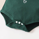 PatPat 3pcs Baby Girl 95% Cotton Short-Sleeve Letter Print Romper & Floral Print Layered Ruffled Shorts & Headband Set,0-18 Month