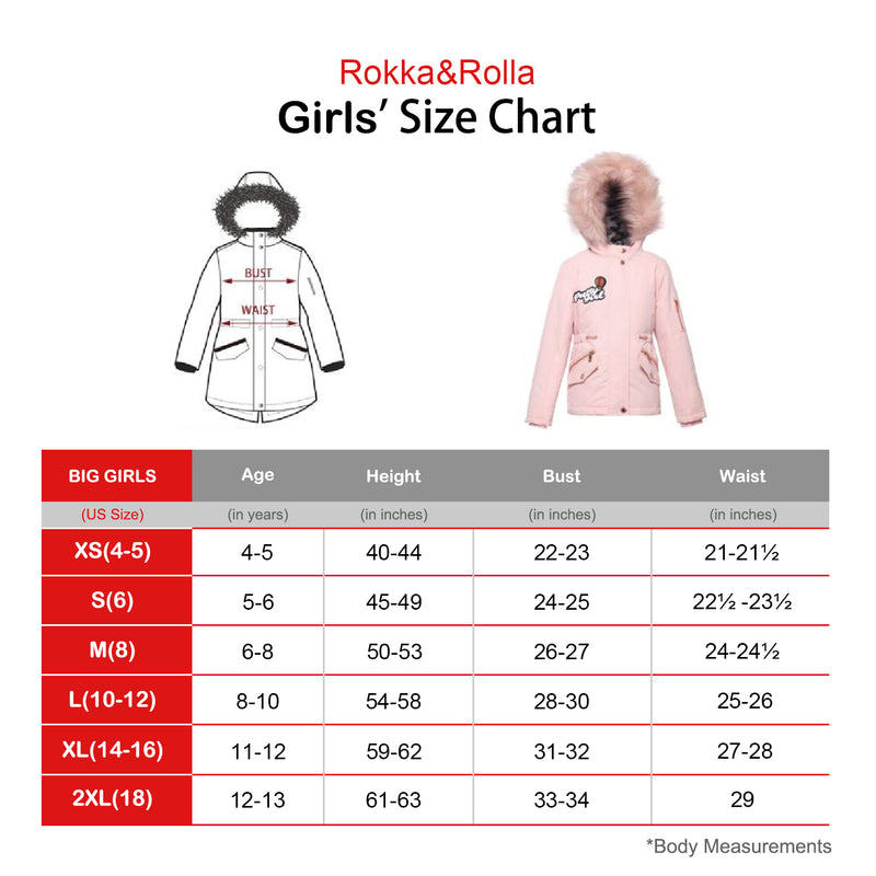 Rokka&Rolla Girls' Winter Coat with Faux Fur Hood Parka Jacket, Sizes 4-16