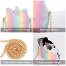 sixwipe Unicorn Purse for Little Girls, 7 Pcs Cute Kids Purse Crossbody Bags with Kids Dress Up Jewelry Set
