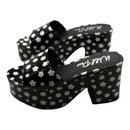 WILD PAIR Womens Black Floral 2" Platform Slip Resistant Goring Cushioned Melborne Round Toe Block Heel Slip On Heeled Sandal 5 M