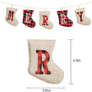Merry Christmas Burlap Banner, Burlap and Buffalo Plaid Tree Shaped Decorations