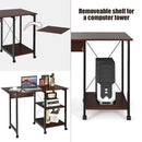 Folding Writing Office Desk with Storage Shelves