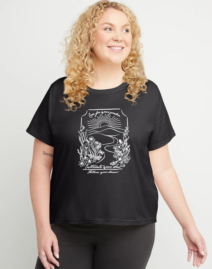 Hanes Women’s Cotton Graphic T-Shirt, Cultivate Your Soul (Plus Size)
