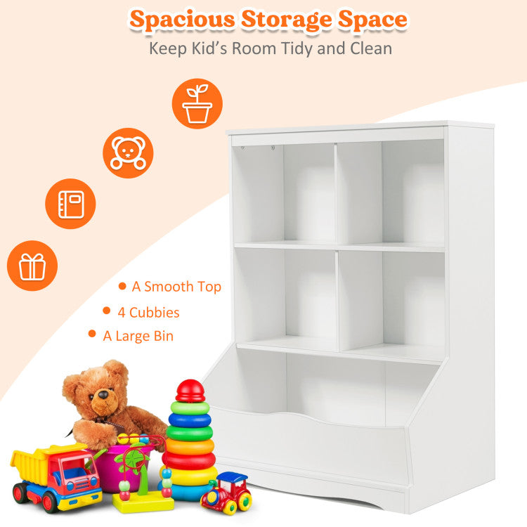 3-Tier kids Multi-Functional Bookcase with 5 Open Storage Compartments