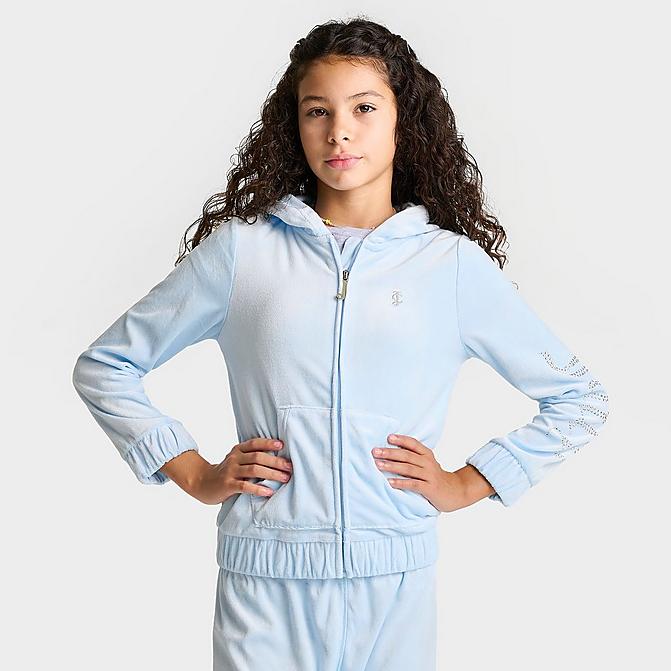 GIRLS' JUICY COUTURE PLUSH VELOUR FULL-ZIP HOODIE