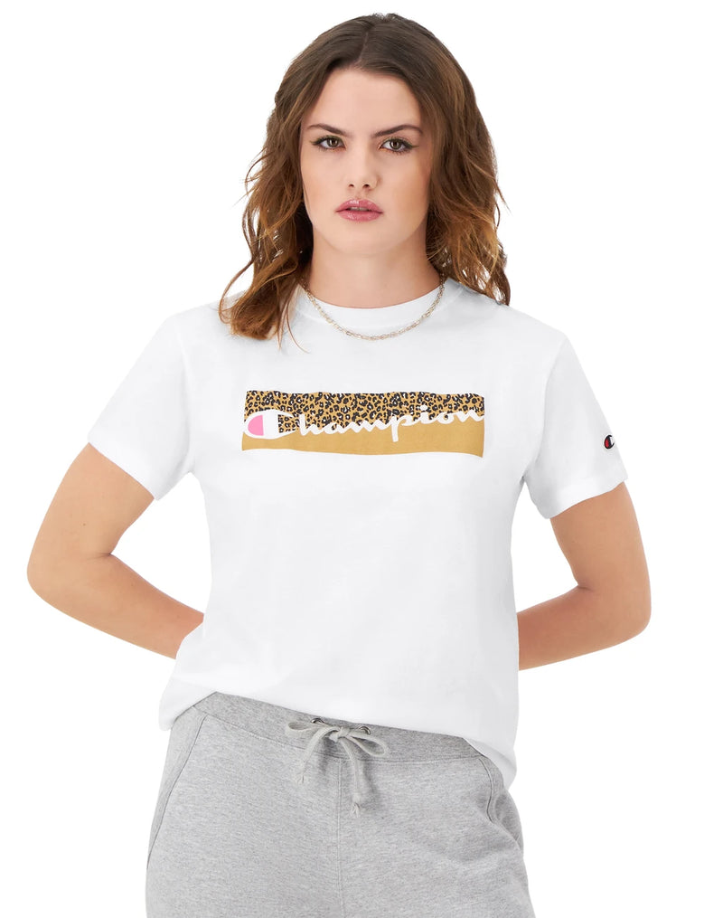 Classic T-Shirt, Cheetah Print, Script Logo