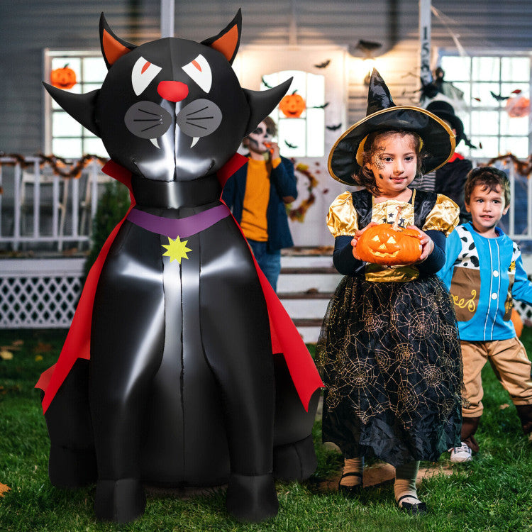 4.7 Feet Halloween Inflatable Vampire Cat with Red Cloak