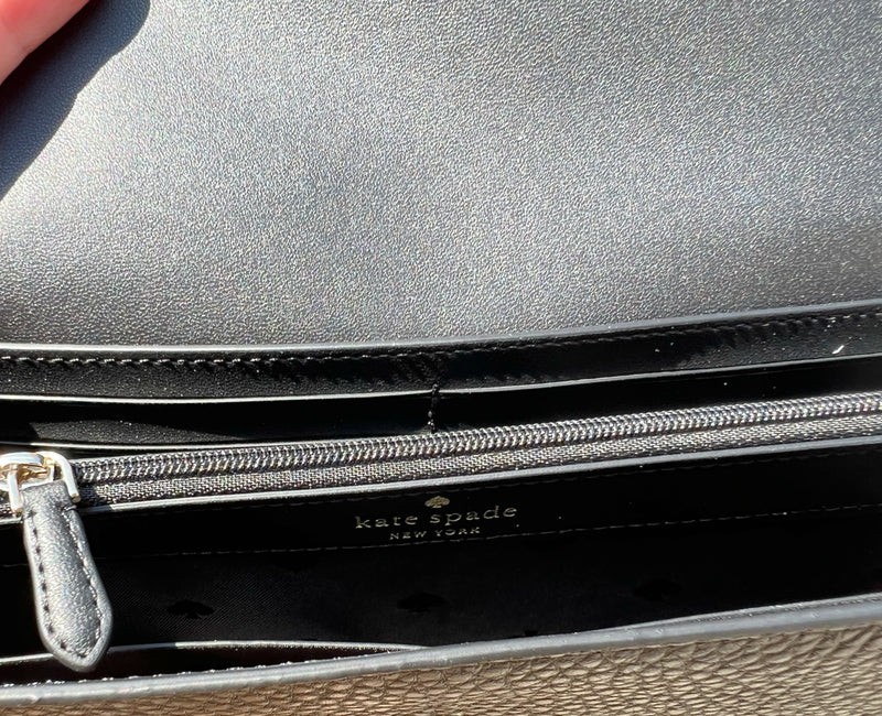 Kate Spade New York Marti Large Pebbled Leather Slim Flap Wallet Black