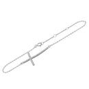 925 Sterling Silver Sideways White CZ Cross Link Chain Bracelet